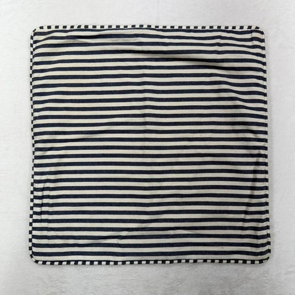 Pottery Barn 18x18 Pillow Cover Striped Nautical Coastal Cotton Navy White